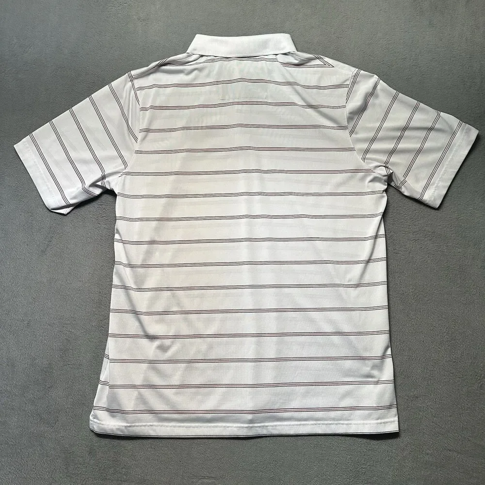Antigua Men's XL Golf Polo Shirt White Striped Performance Moisture Wicking EUC